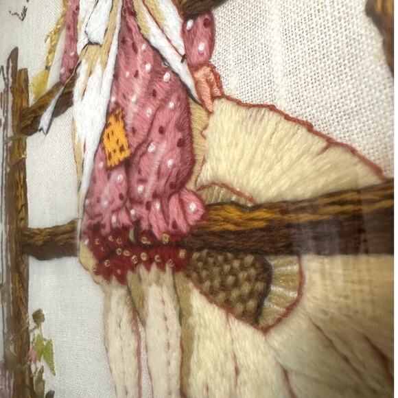Holly Hobbie Garden Gate Embroidered Needle Point Vintage Framed Art - Picture 7 of 12